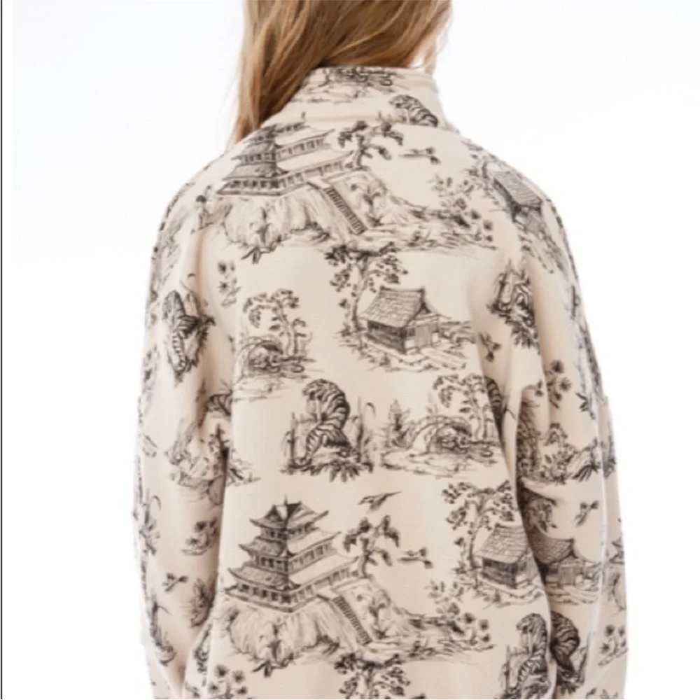 ellandem J'ADORE L'amour Pattern Half Zip Toile Jacket